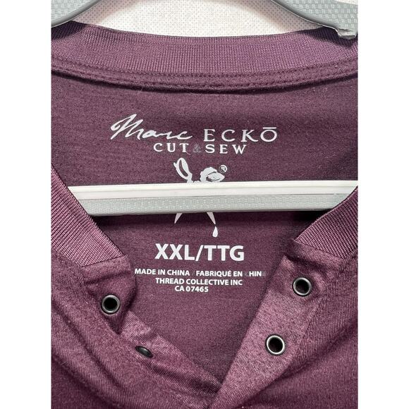 Marc Ecko T-Shirt Men’s Size XXL V-Neck Purple Cut Sew Large Logo Graphic Tee - Picture 3 of 14
